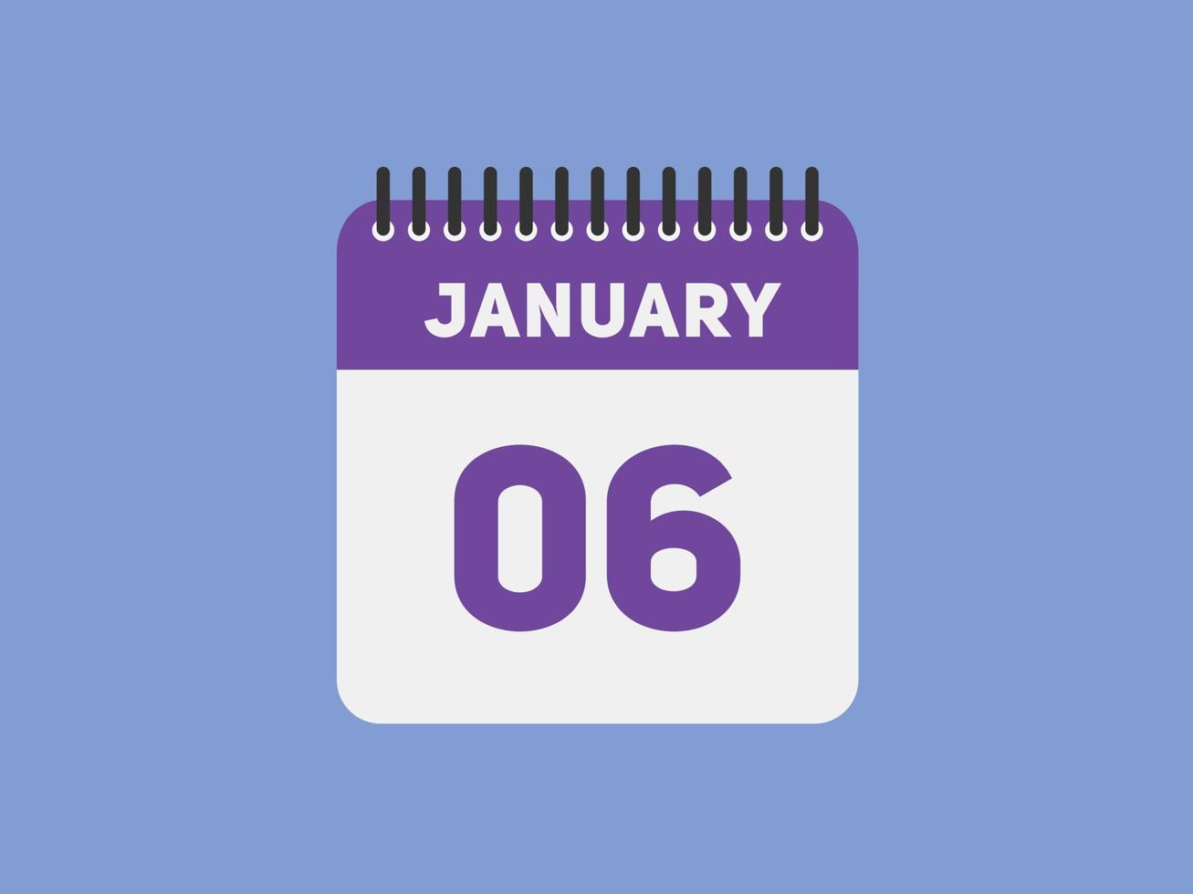 januari 6 kalender herinnering. 6e januari dagelijks kalender icoon sjabloon. kalender 6e januari icoon ontwerp sjabloon. vector illustratie