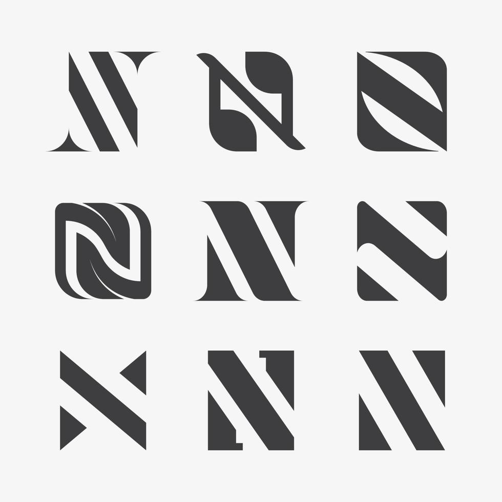 brief n alfabet icoon collectie vector