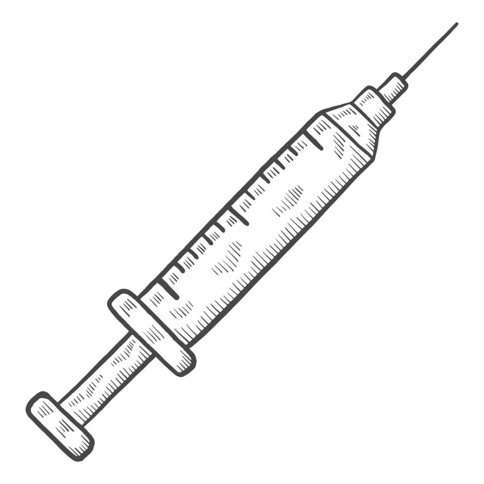 injectiespuit gezondheidszorg liefdadigheid humanitair Internationale dag geïsoleerd tekening hand- getrokken schetsen met schets stijl vector