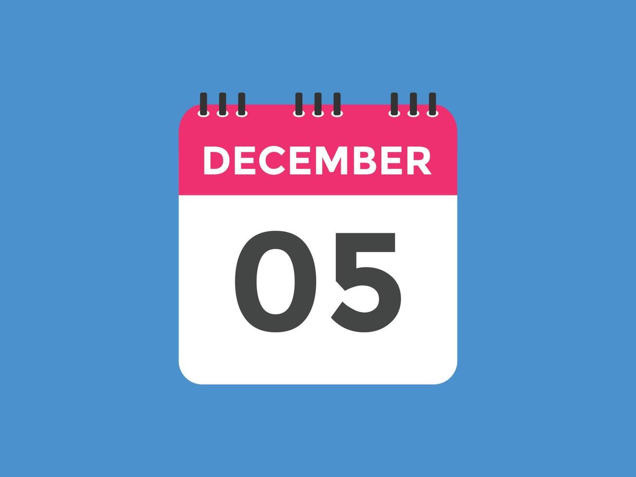 december 5 kalender herinnering. 5e december dagelijks kalender icoon sjabloon. kalender 5e december icoon ontwerp sjabloon. vector illustratie