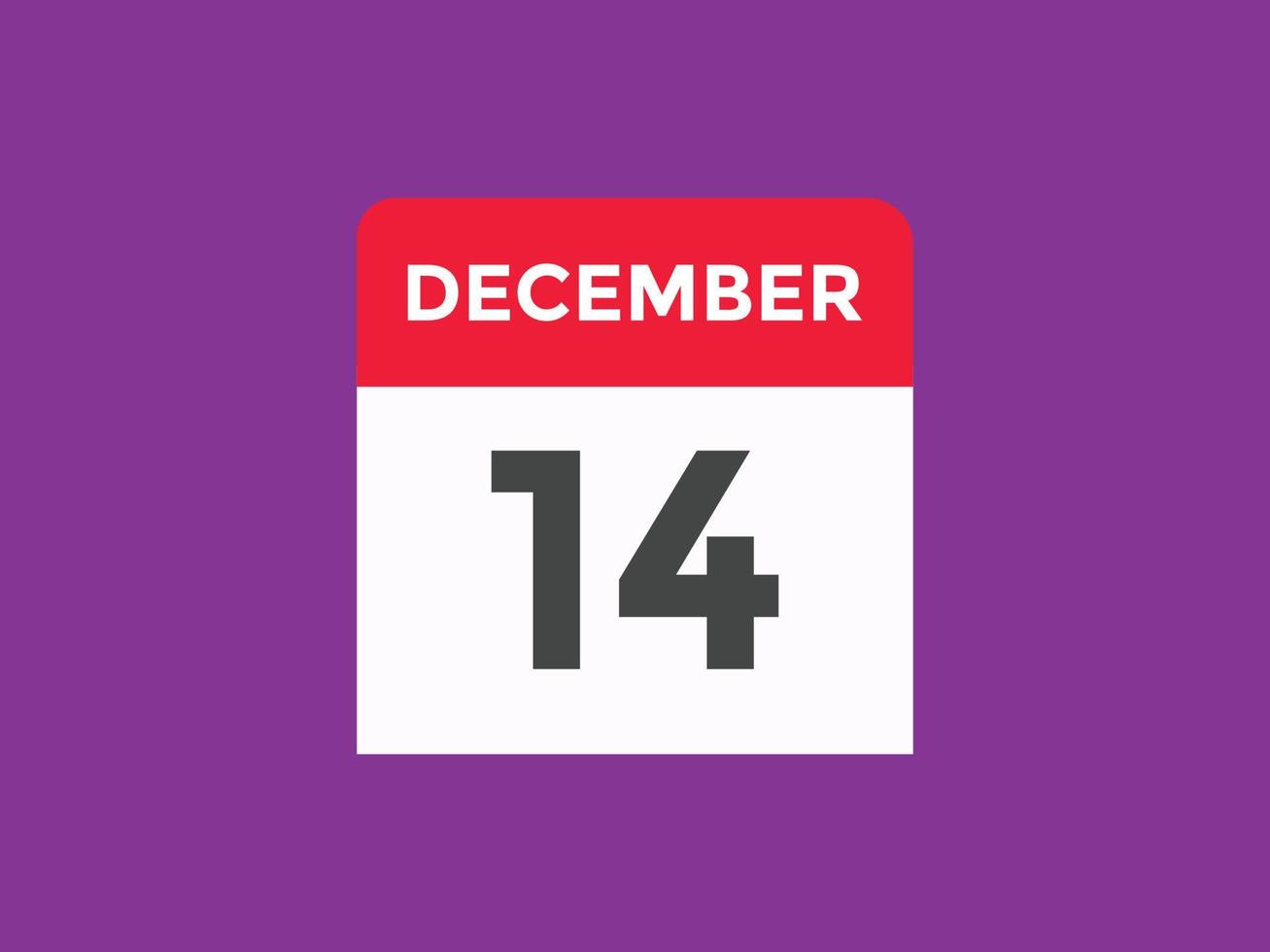 december 14 kalender herinnering. 14e december dagelijks kalender icoon sjabloon. kalender 14e december icoon ontwerp sjabloon. vector illustratie