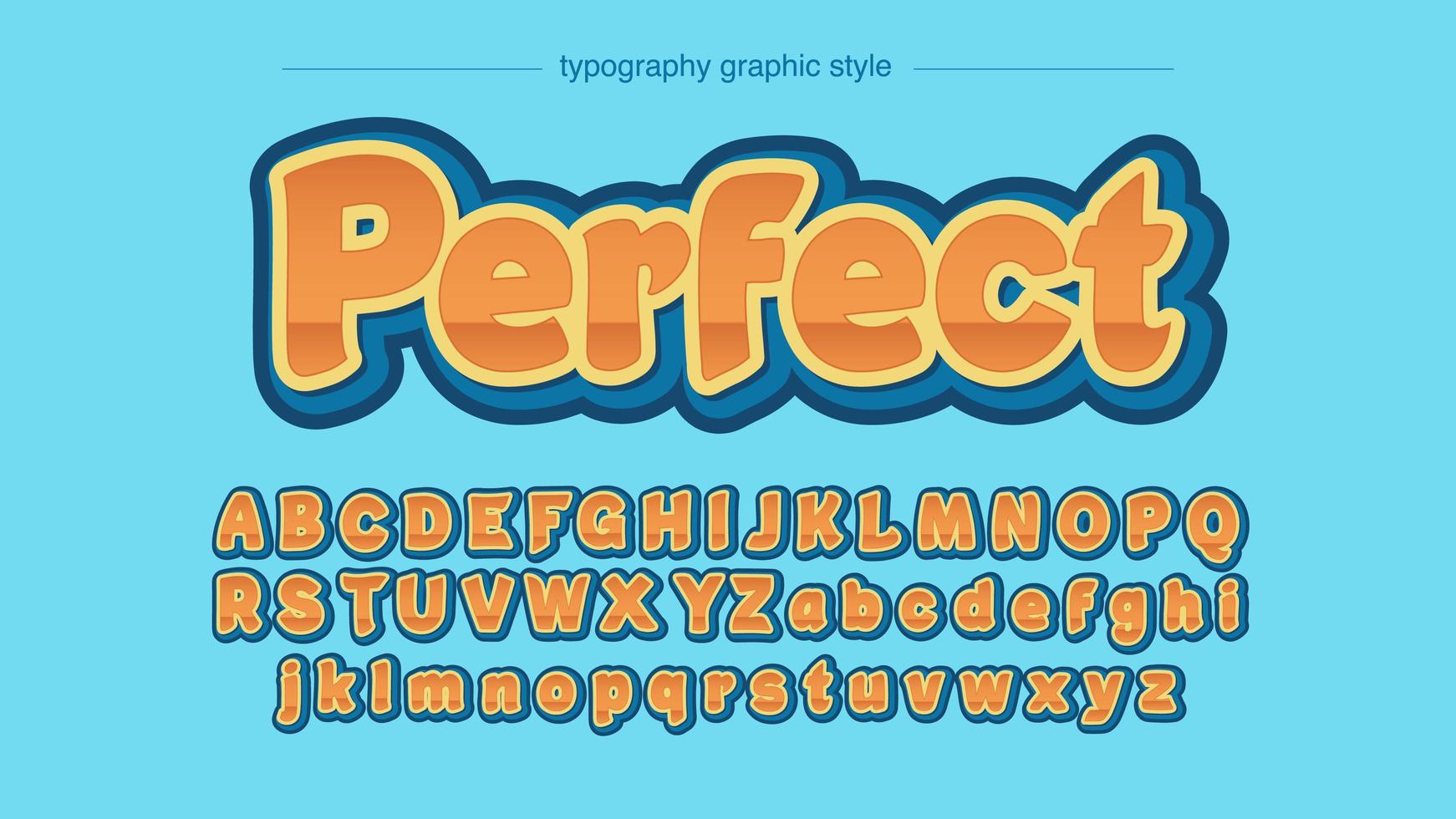 oranje en blauwe vette glanzende ans serif typografie vector