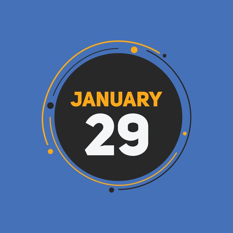 januari 29 kalender herinnering. 29e januari dagelijks kalender icoon sjabloon. kalender 29e januari icoon ontwerp sjabloon. vector illustratie