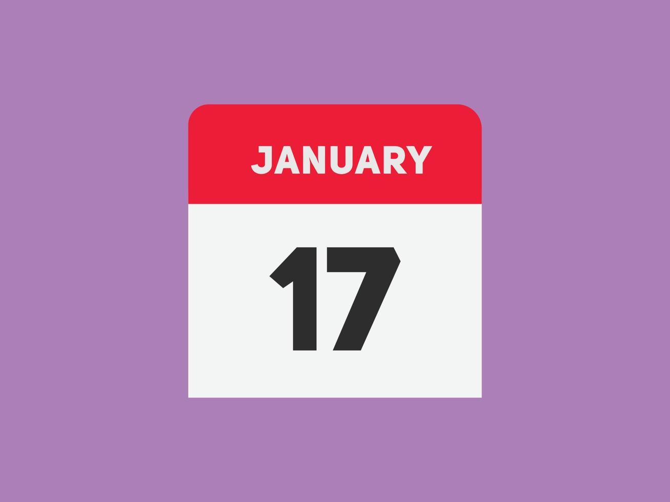 januari 17 kalender herinnering. 17e januari dagelijks kalender icoon sjabloon. kalender 17e januari icoon ontwerp sjabloon. vector illustratie