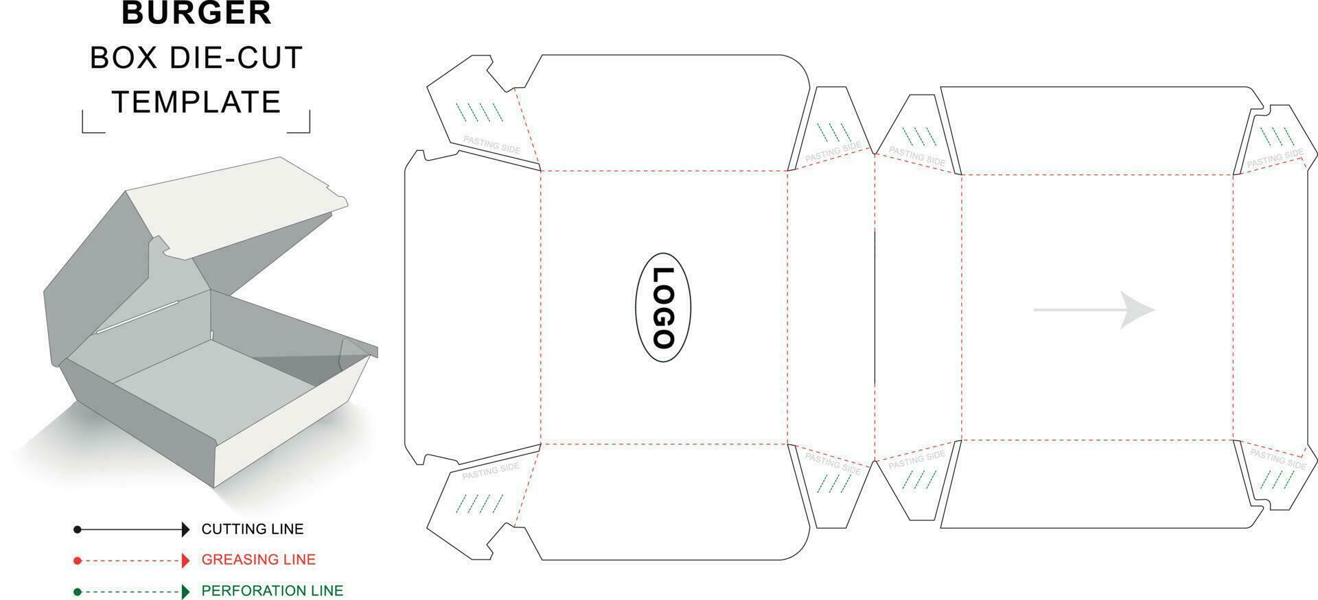 hamburger doos dood gaan besnoeiing sjabloon vector