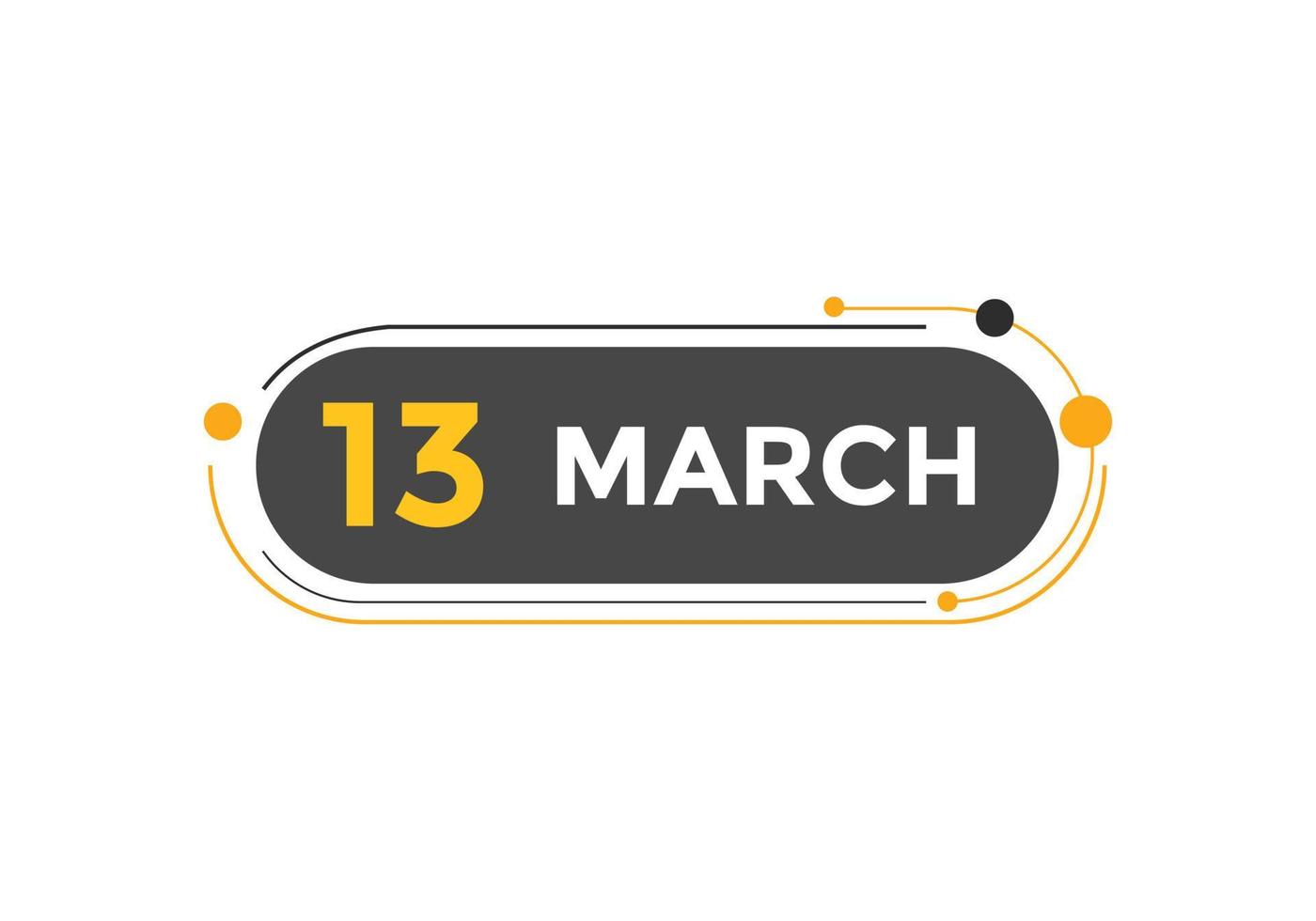 maart 13 kalender herinnering. 13e maart dagelijks kalender icoon sjabloon. kalender 13e maart icoon ontwerp sjabloon. vector illustratie
