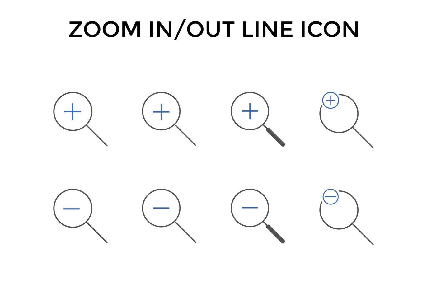 reeks van zoom in uit pictogrammen. vergroten glas zoom in plus teken. gebruikt voor seo of websites. vector