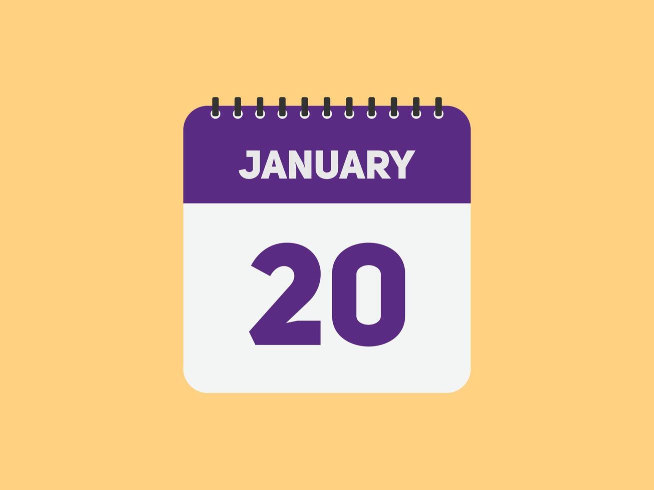 januari 20 kalender herinnering. 20e januari dagelijks kalender icoon sjabloon. kalender 20e januari icoon ontwerp sjabloon. vector illustratie