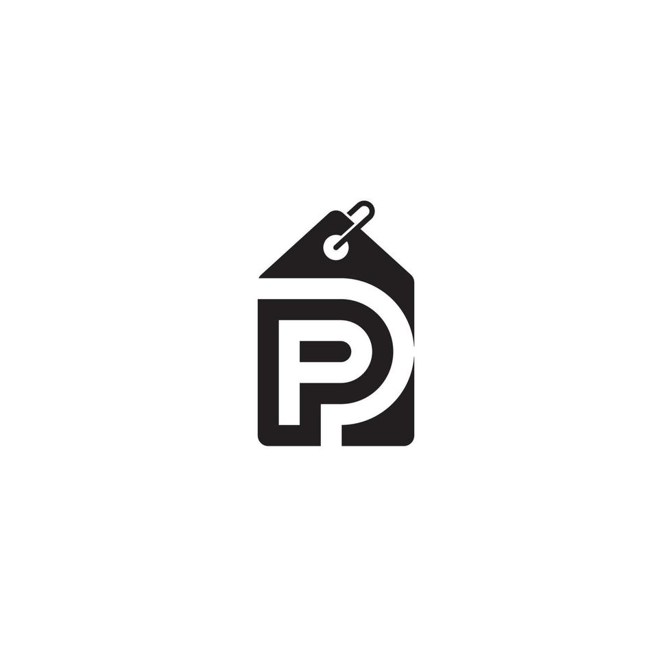 prijs label en brief p logo of icoon ontwerp vector