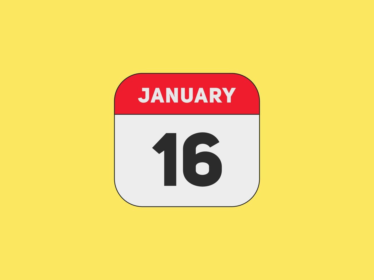 januari 16 kalender herinnering. 16e januari dagelijks kalender icoon sjabloon. kalender 16e januari icoon ontwerp sjabloon. vector illustratie