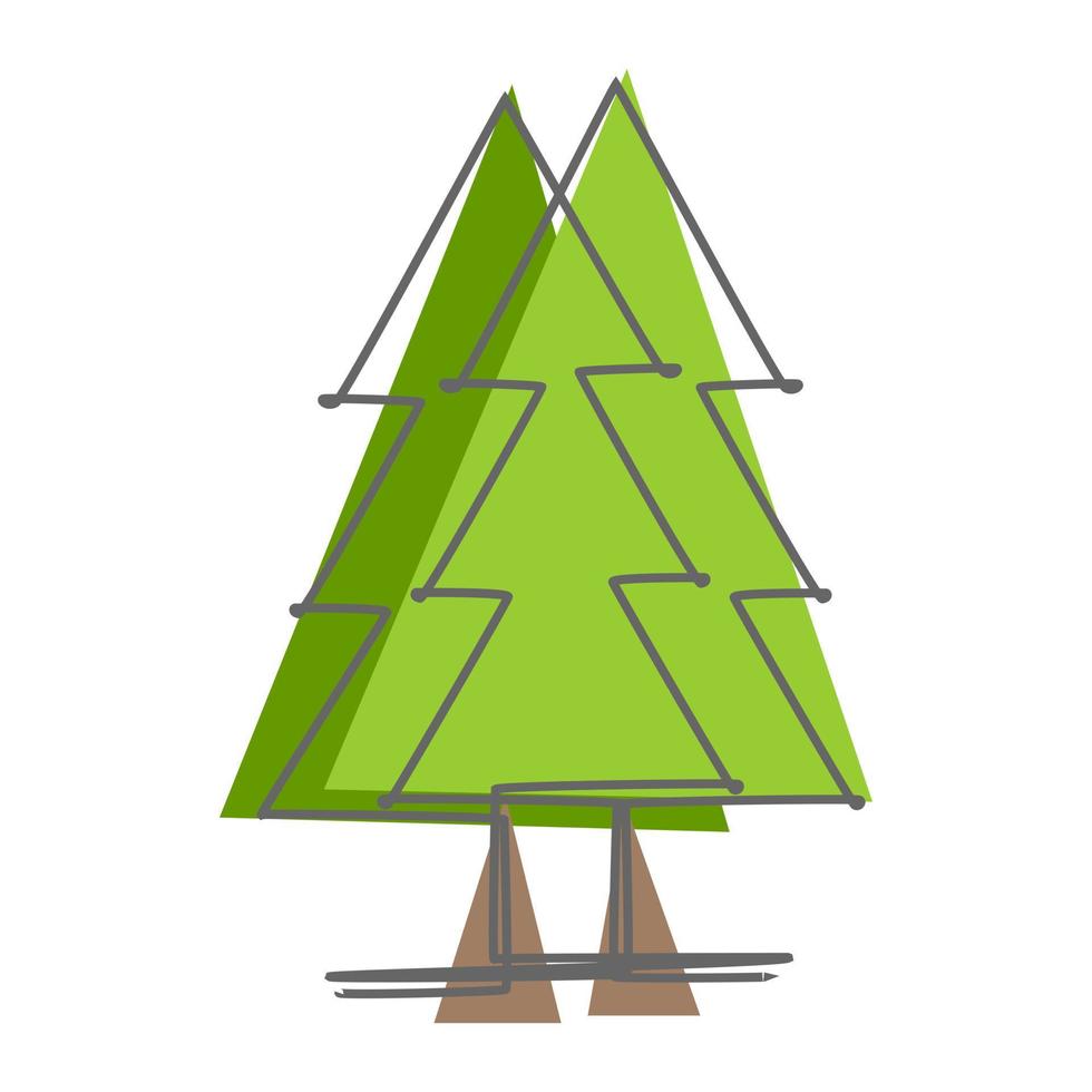 doorlopend single lijn tekening van een pijnboom boom. gemakkelijk vlak gekleurde tekening voor natuurlijk en milieu concept. symbool en icoon ontwerp vector