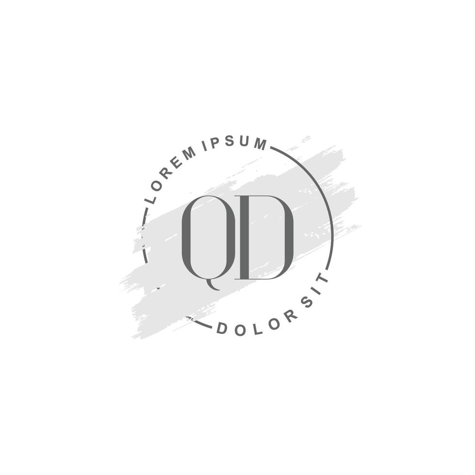 eerste qd minimalistische logo met borstel, eerste logo voor handtekening, bruiloft, mode. vector
