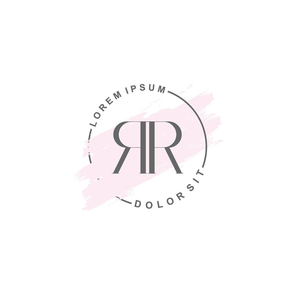 eerste rr minimalistische logo met borstel, eerste logo voor handtekening, bruiloft, mode. vector