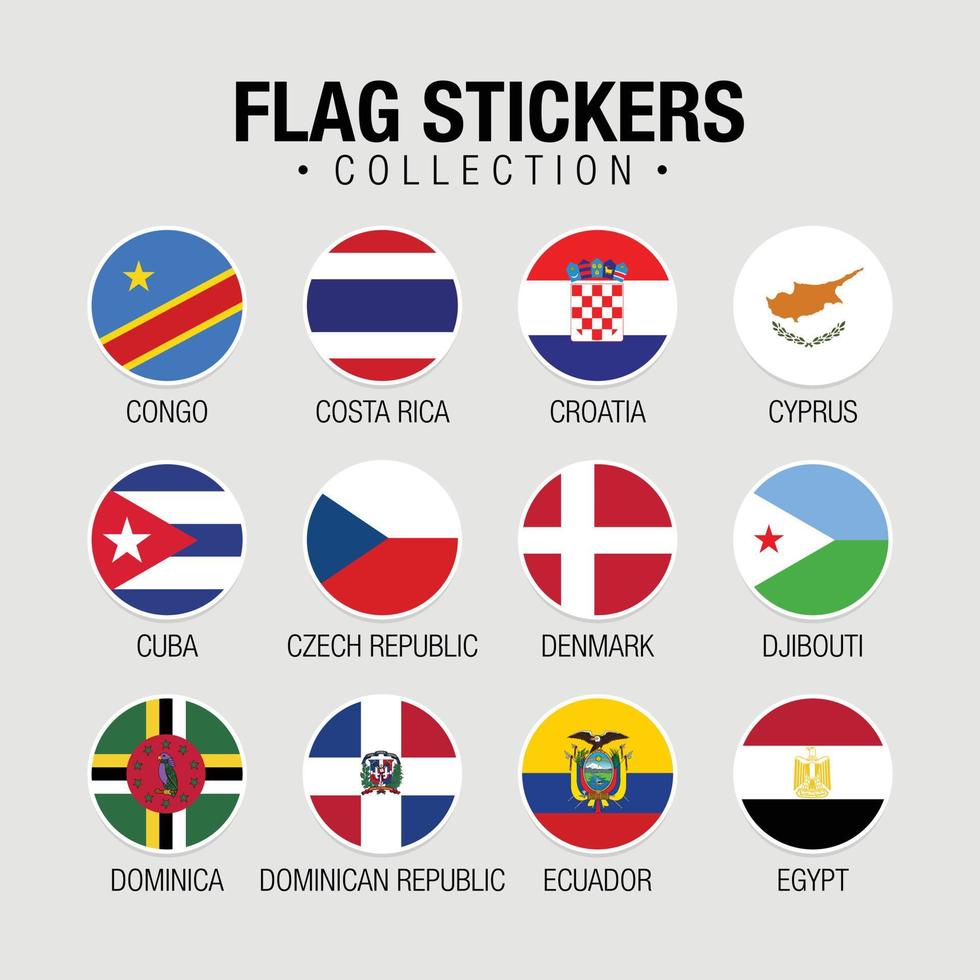 nationaal vlaggen van de wereld stickers met namen vector