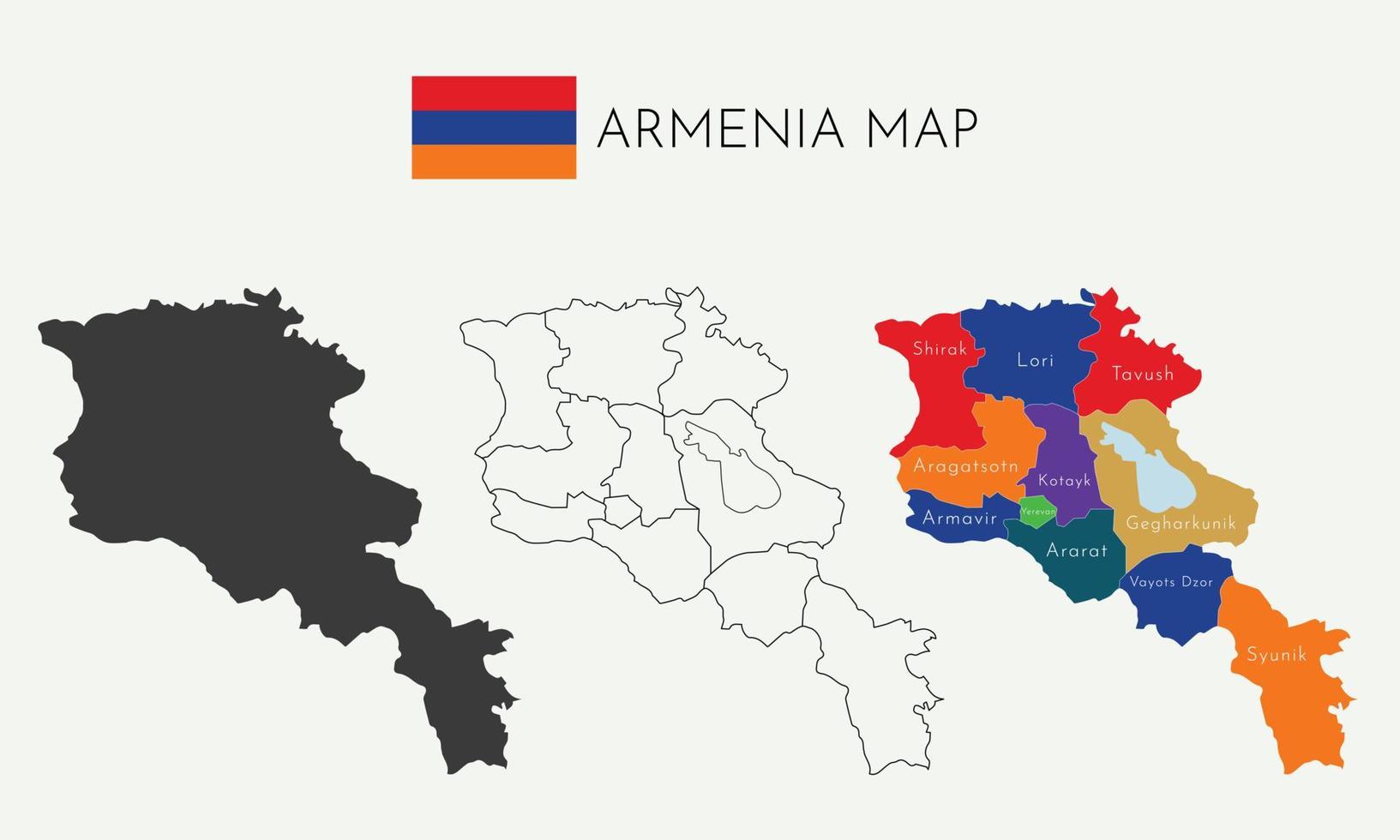 hoog gedetailleerd vector kaart van Armenië. borders en namen van de provincies.