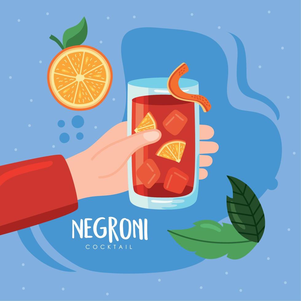hand- met negroni cocktail vector