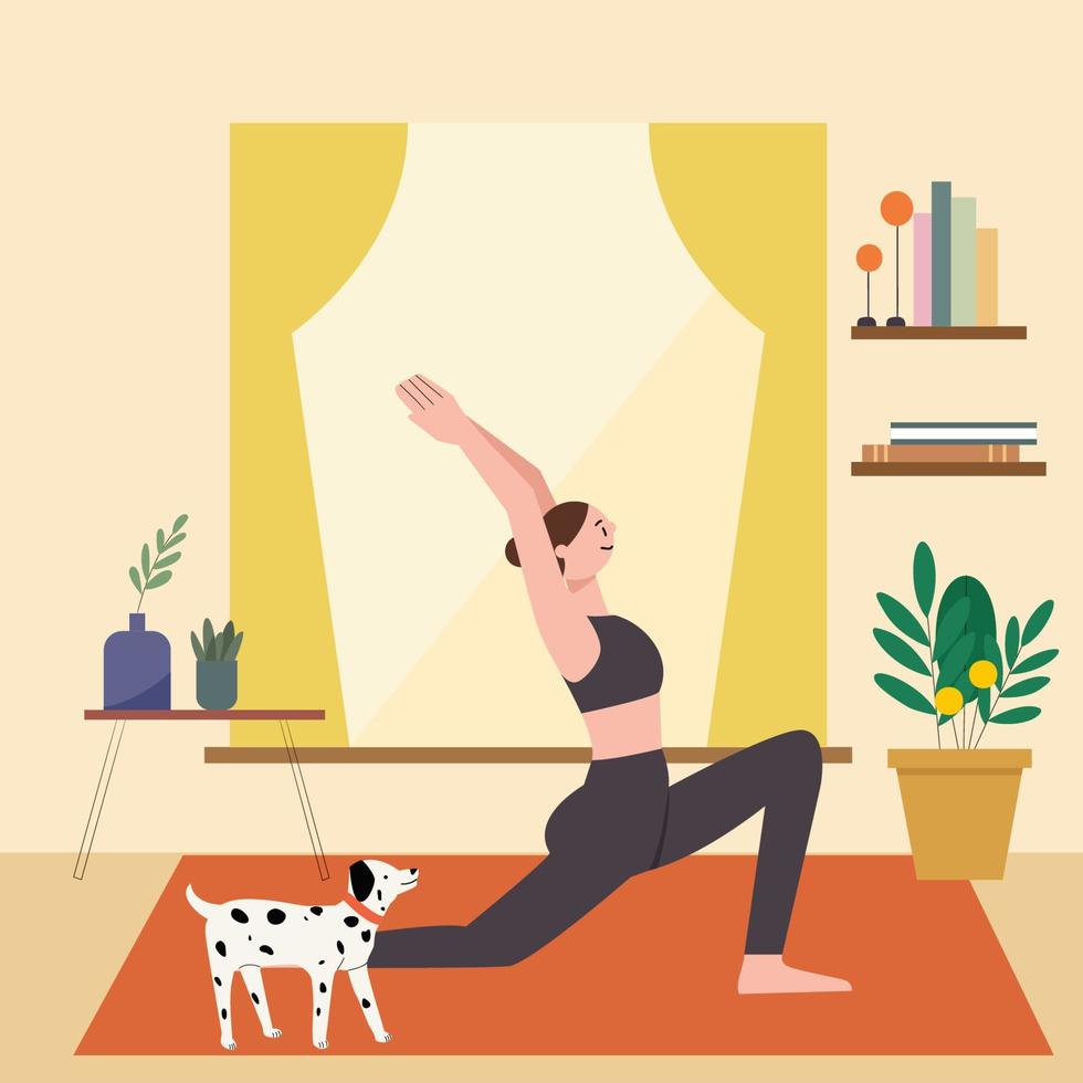 sport- geschiktheid yoga vrouw mode vlak illustratie vector