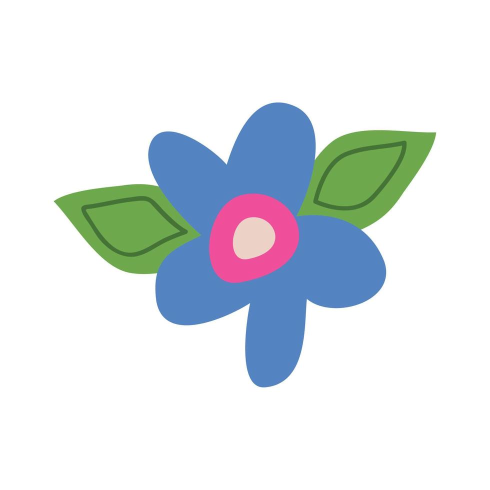 blauw bloem met doorbladert vector