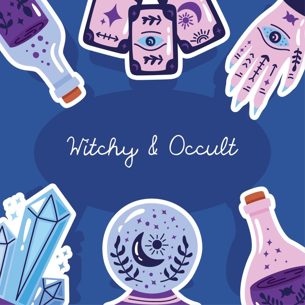 witchy en occult belettering vector