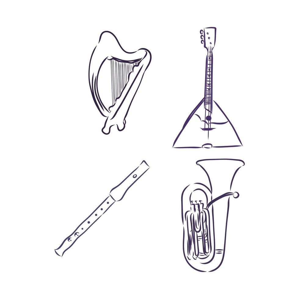 muziekinstrumenten vector schets