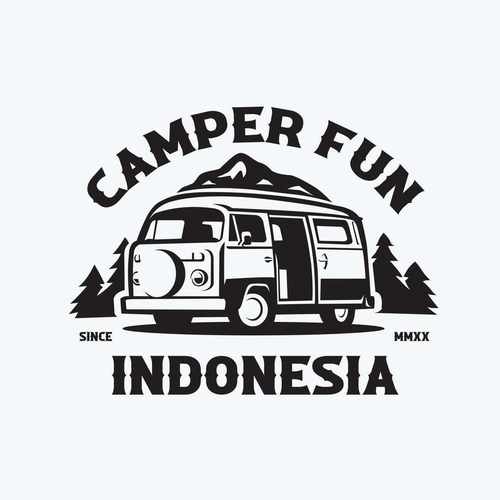 camper pret logo. camper busje klaar gemaakt logo vector geïsoleerd