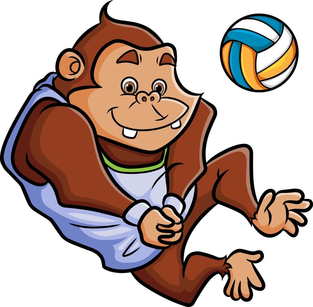 de professioneel chimpansee is spelen de volleybal vector