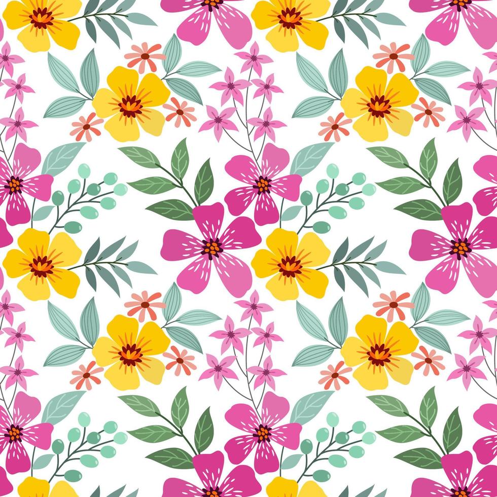 kleurrijke hand tekenen bloemen naadloze patroon. vector