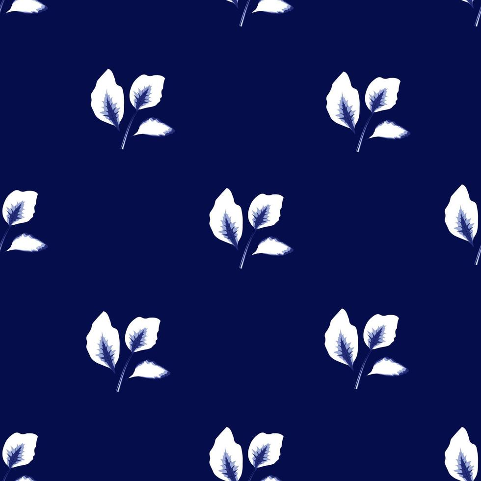 neiging abstract naadloos patroon met tropisch bladeren en planten Aan donker blauw achtergrond. vector ontwerp. oerwoud afdrukken. bloemen achtergrond. het drukken en textiel. exotisch tropen. zomer ontwerp. herfst