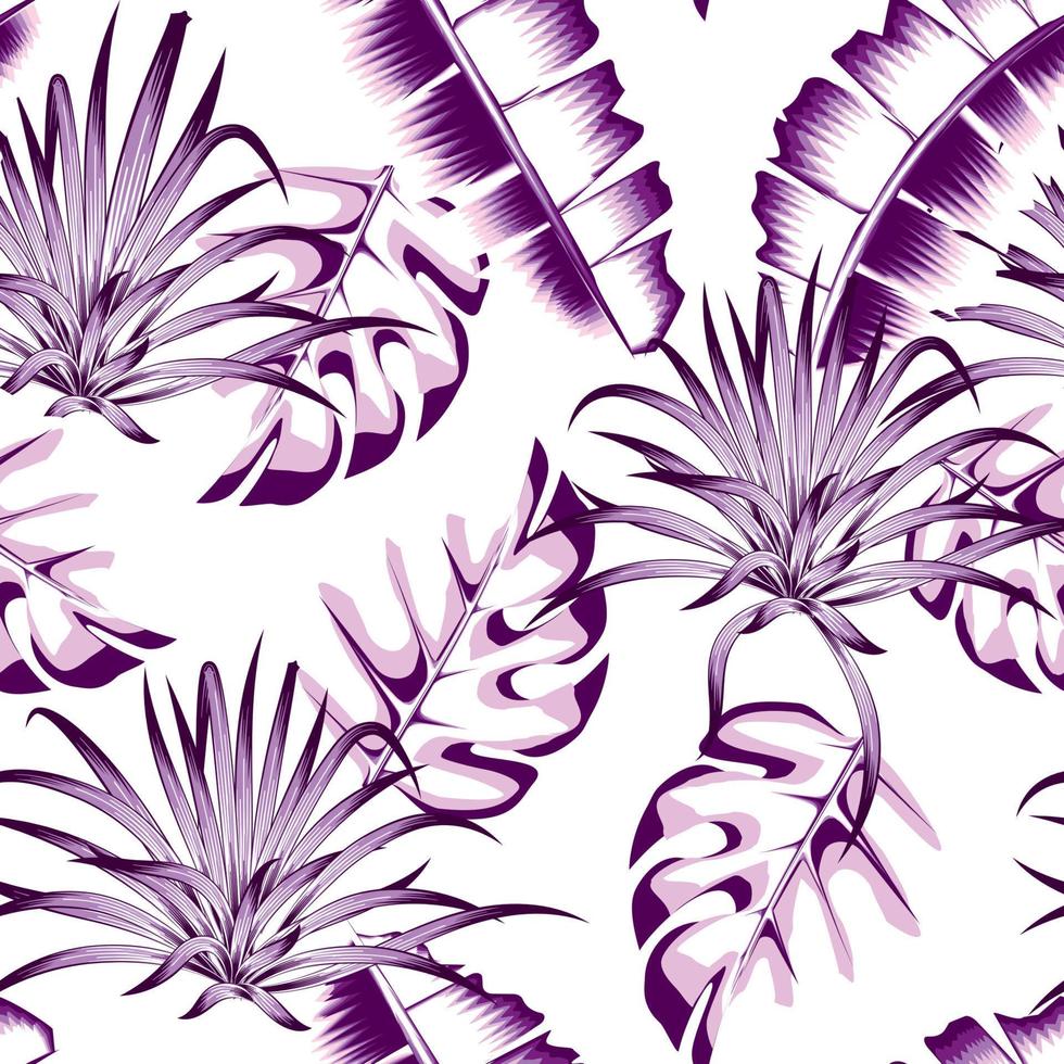 zomer abstract tropisch naadloos patroon met monochromatisch kleur banaan blad en monstera planten bladeren. vector ontwerp. oerwoud afdrukken. bloemen achtergrond. exotisch tropen