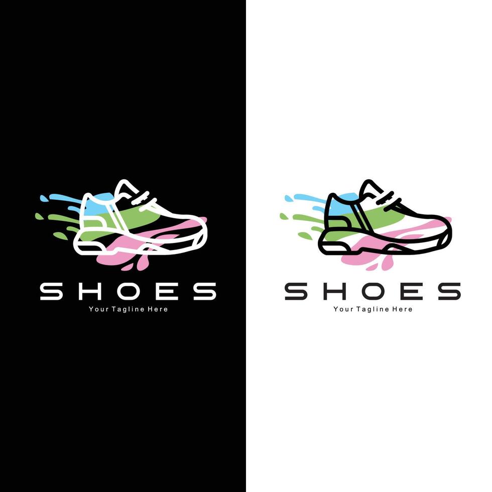 sneakers schoen logo-ontwerp, vectorillustratie van trending jeugdschoeisel, eenvoudig funky concept vector