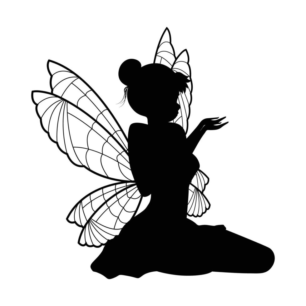 schattige fee silhouet illustratie vector