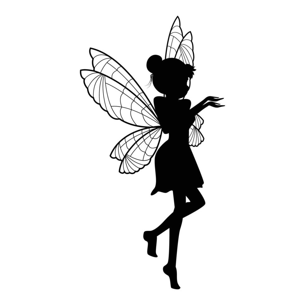 schattige fee silhouet illustratie vector