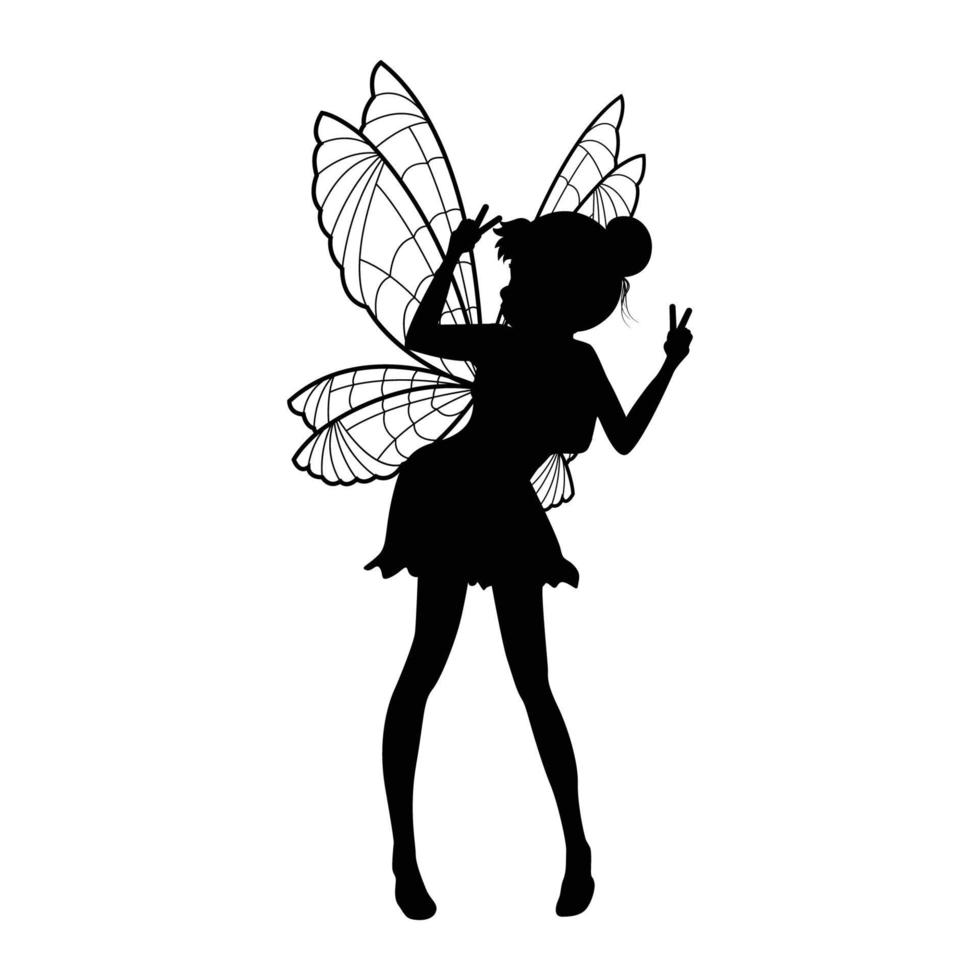 schattige fee silhouet illustratie vector