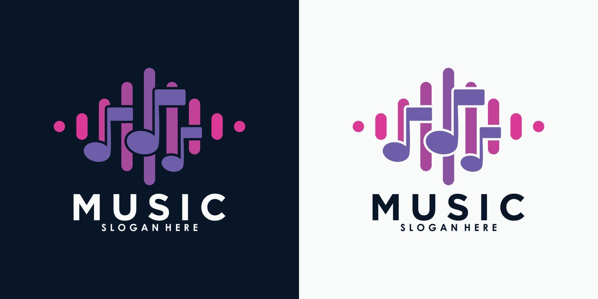 muziek- logo ontwerp met creatief concept premie vector