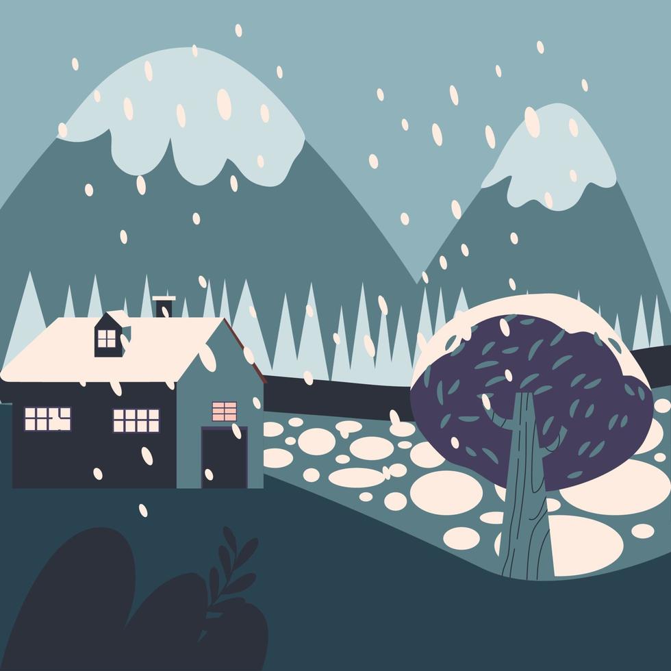 winter vlak illustratie landschap vector