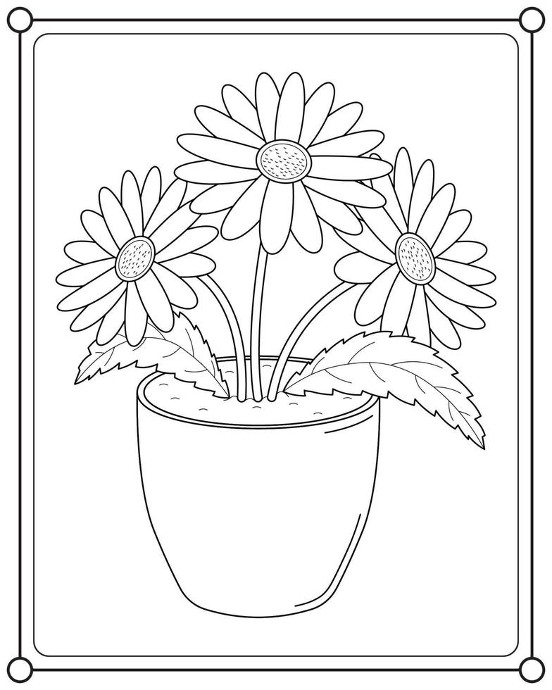 mooi bloemen in potten geschikt voor kleur boek vector illustratie