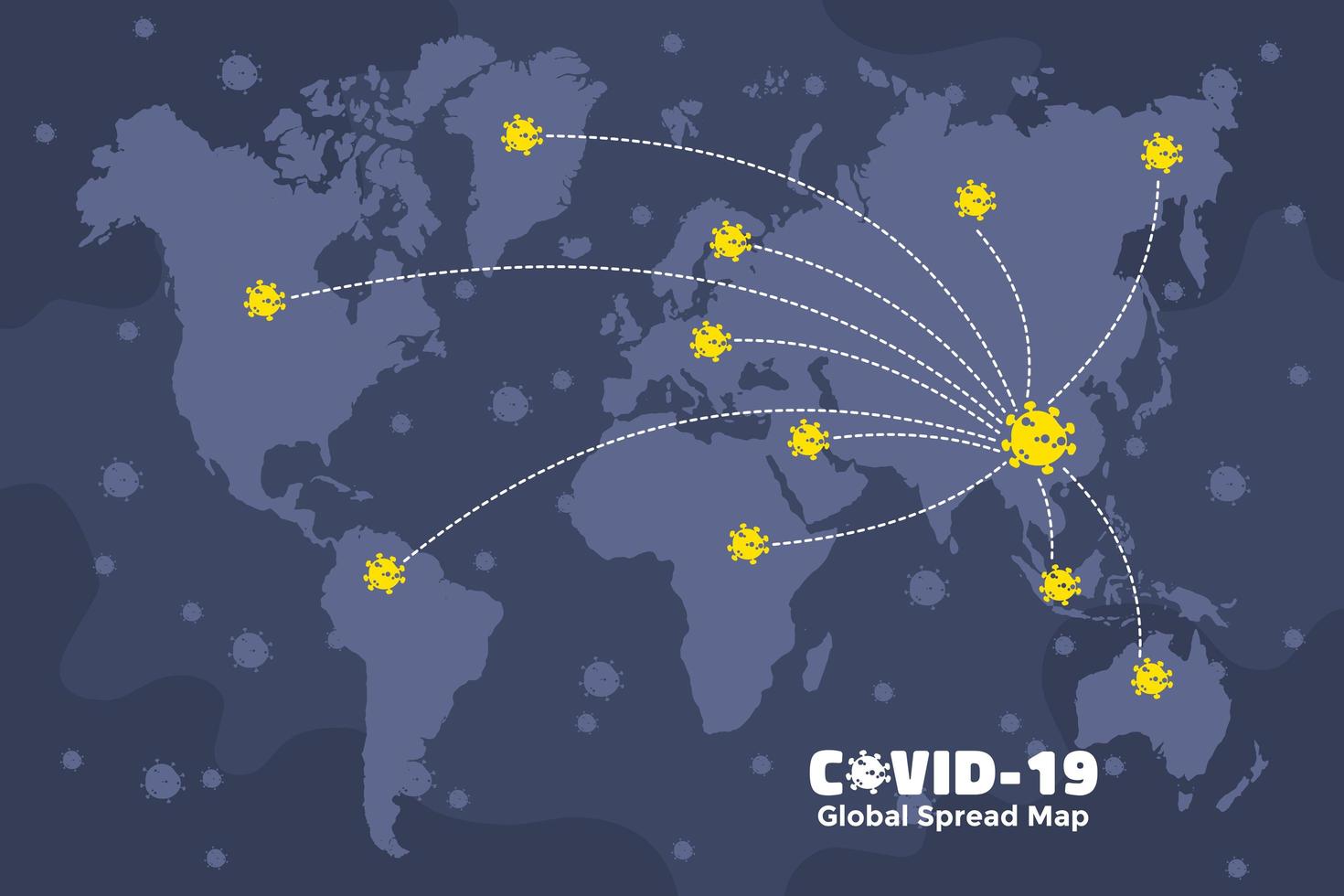 covid-19 wereldwijde spread map uit China vector