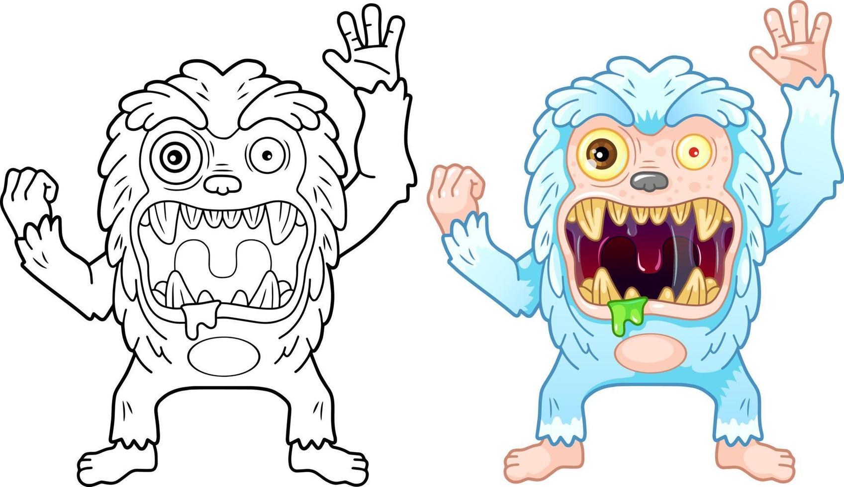 tekenfilm grappig grote voet monster vector