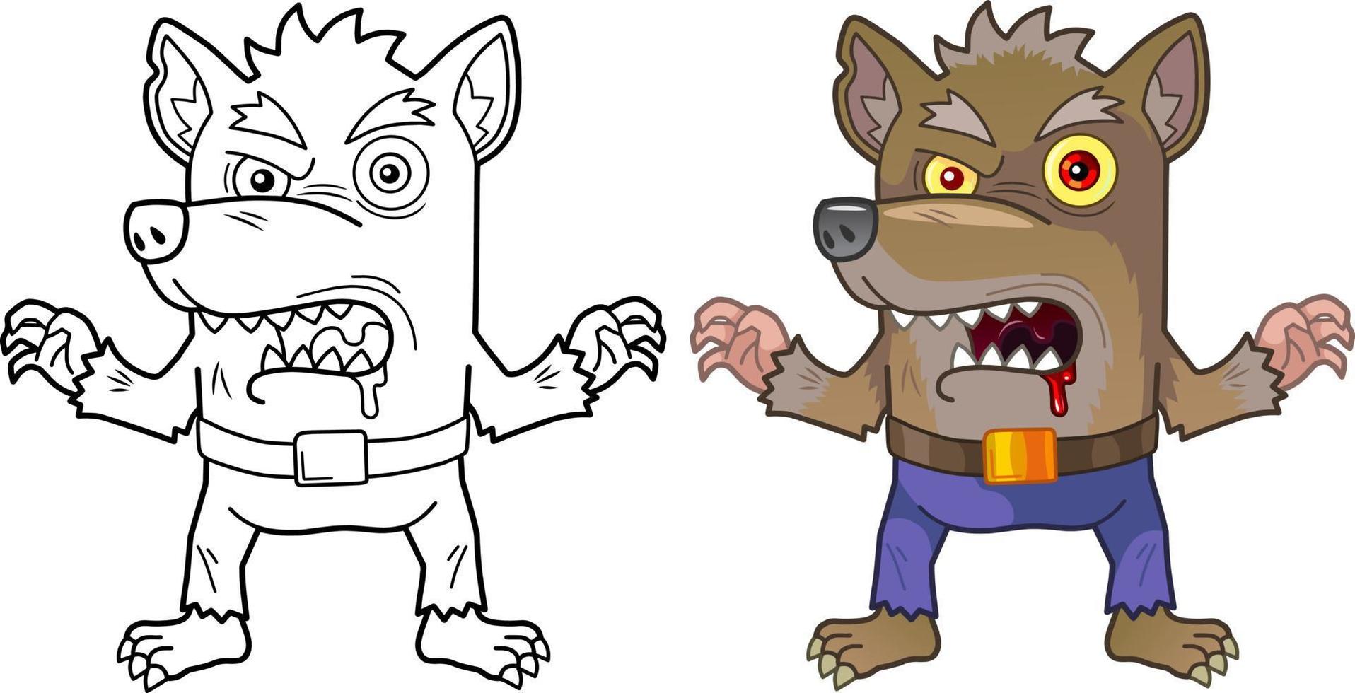 tekenfilm grappig monster weerwolf vector