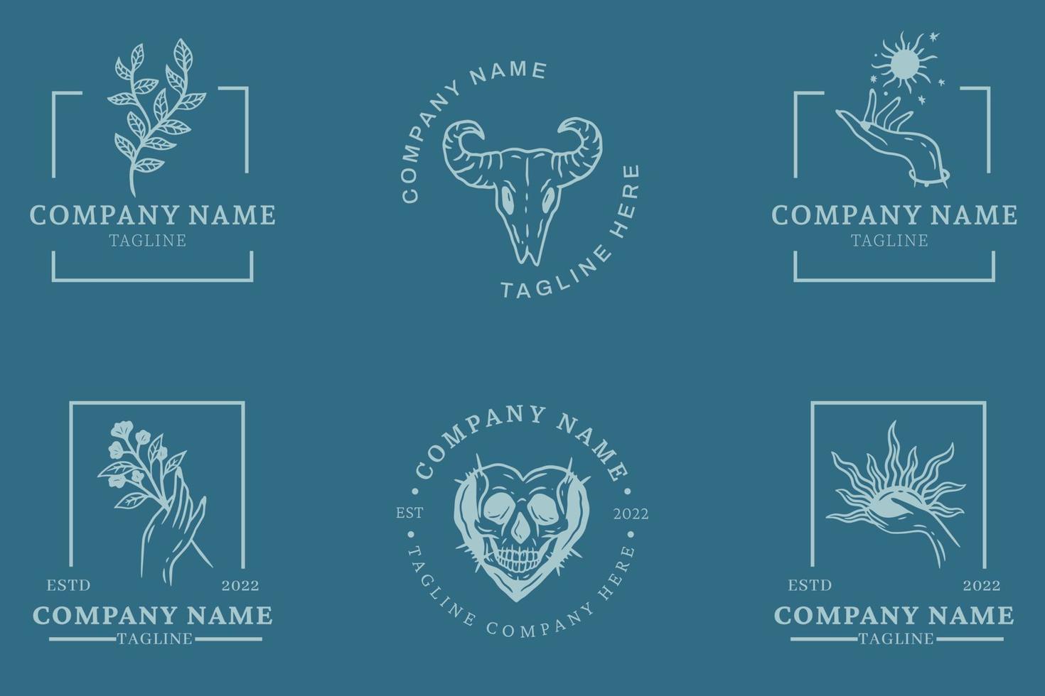 mystiek luxe minimalistische symbool logo verzameling pastel stijl element. vector