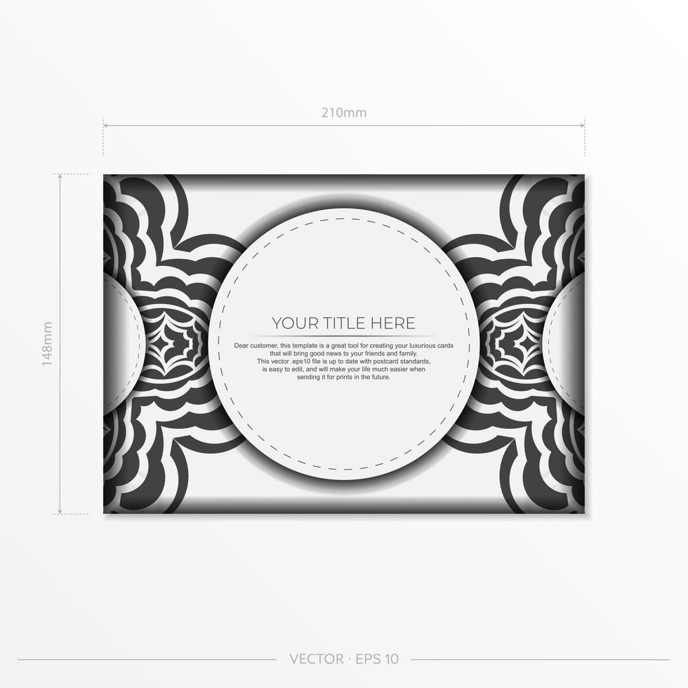 luxueus ansichtkaarten wit kleuren met Indisch patronen. vector ontwerp van uitnodiging kaart met mandala ornament.