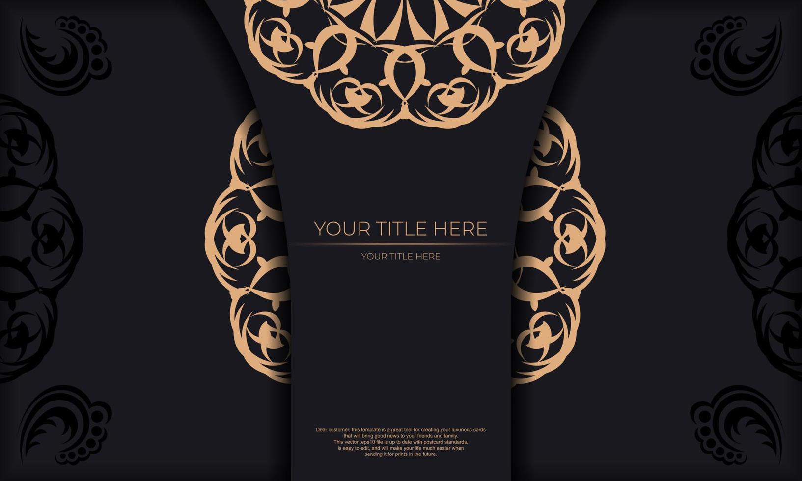 uitnodiging kaart ontwerp met wijnoogst patronen. zwart banier sjabloon met luxe ornamenten en plaats voor uw ontwerp. vector