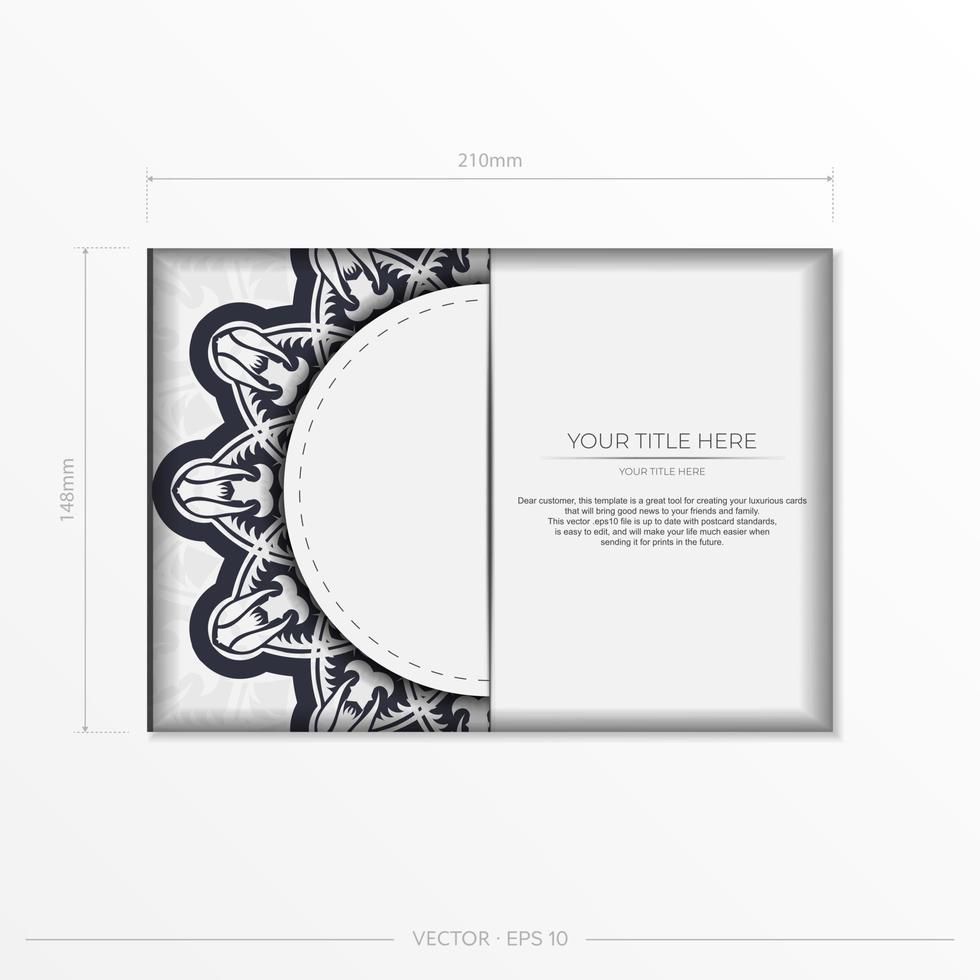 wijnoogst ansichtkaart in wit kleur met abstract ornament. vector ontwerp van uitnodiging kaart met wijnoogst patronen.