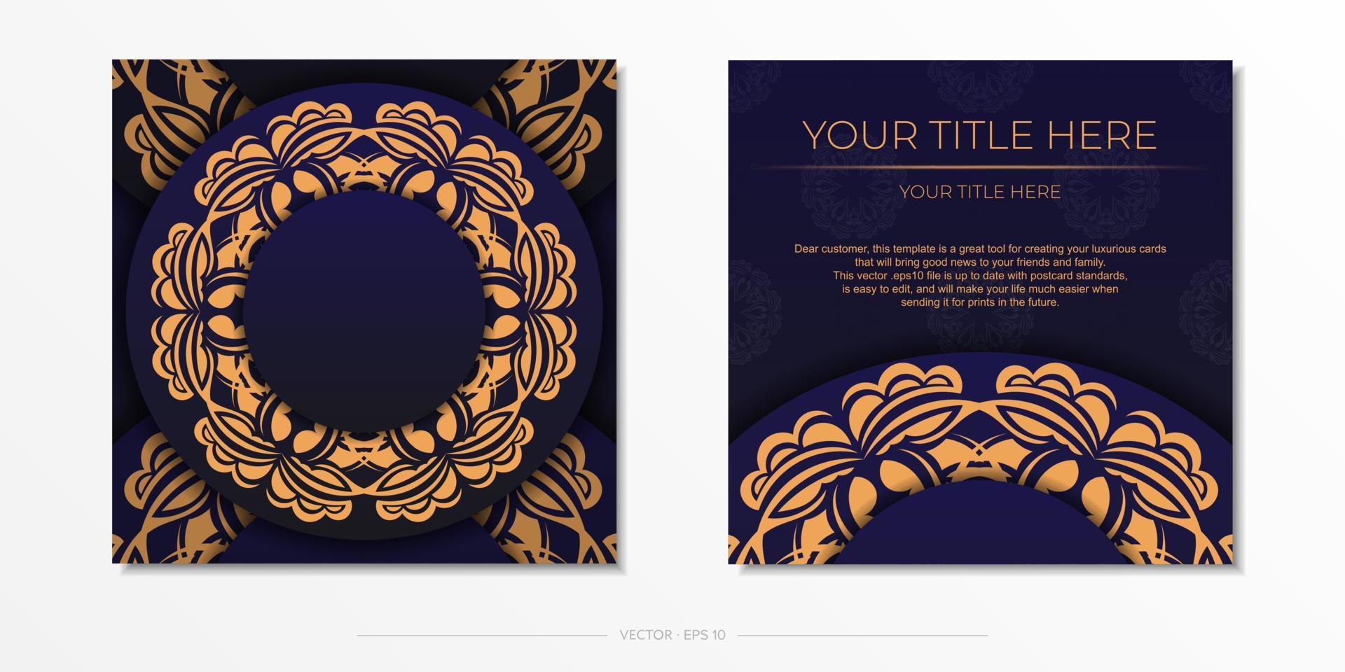 elegant klaar om te printen Purper ansichtkaart ontwerp met luxueus Grieks ornamenten. uitnodiging kaart sjabloon met wijnoogst patronen. vector