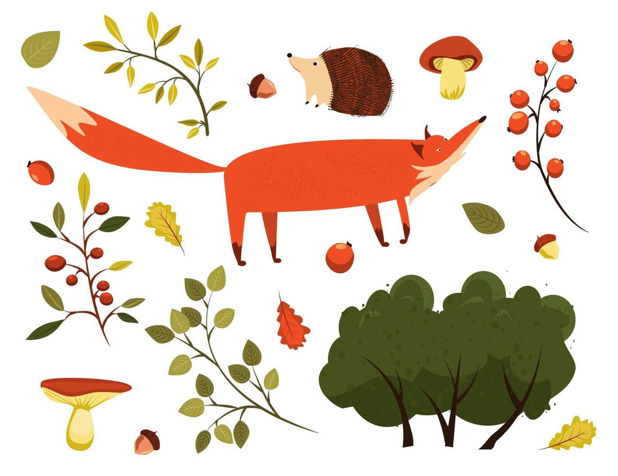 herfst pictogrammen reeks vallend bladeren, pompoenen, trui, schattig vos, bloemen lauwerkrans, kaarsen en ander. vallen seizoen elementen perfect voor plakboek, kaart, poster, uitnodiging, sticker uitrusting. vector illustratie