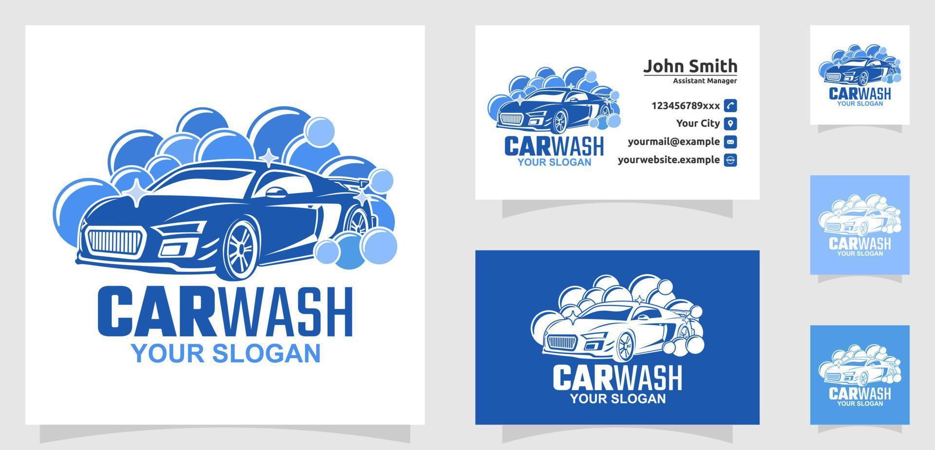 auto wassen logo schoonmaak auto het wassen en onderhoud vector logo ontwerp auto logo met bubbel