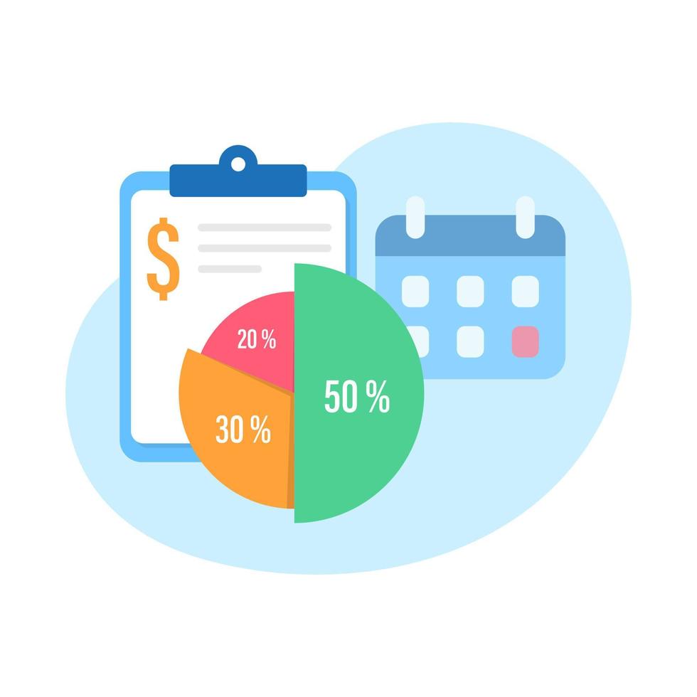 budgetteren, delen van inkomen, begroting toewijzing concept illustratie vlak ontwerp vector eps10. modern grafisch element voor artikel, nieuws, infografisch, enz