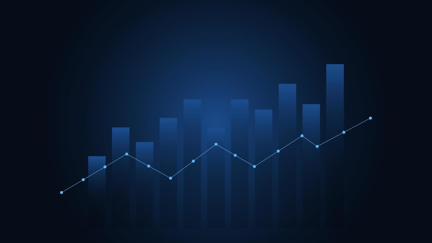 voorraad markt en cryptogeld handel tabel concept. bar diagram met volume indicator tonen digitaal geld of financieel statistieken en bedrijf verdienen beheer Aan blauw achtergrond vector