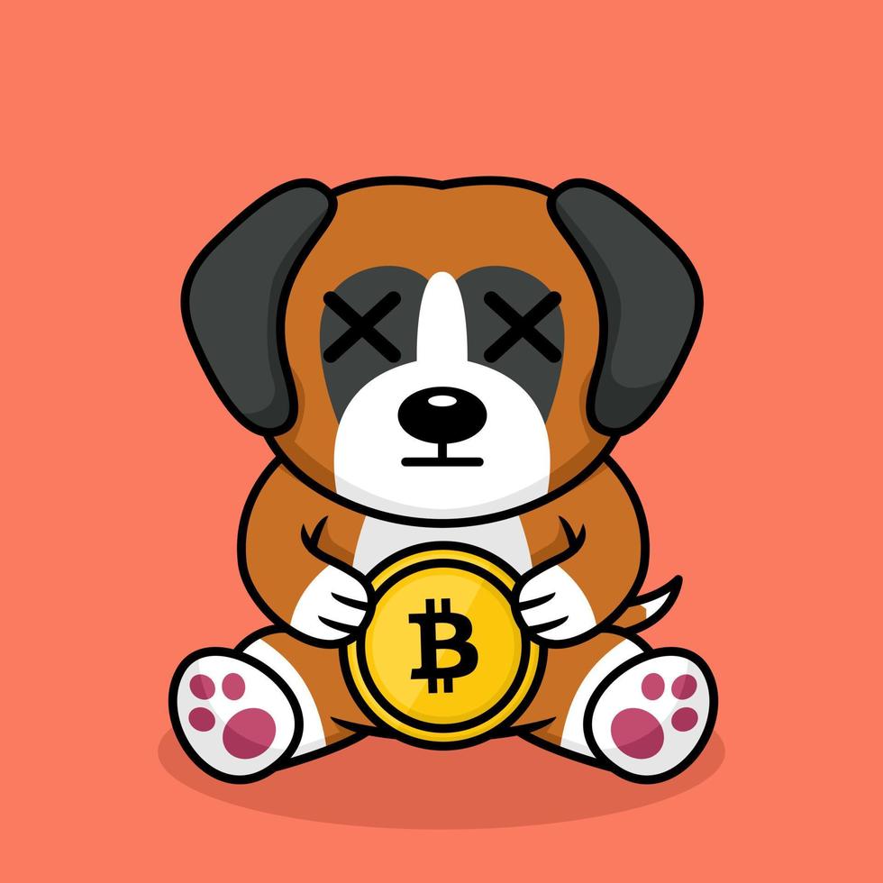 vector illustratie van premie schattig hond Holding goud munt