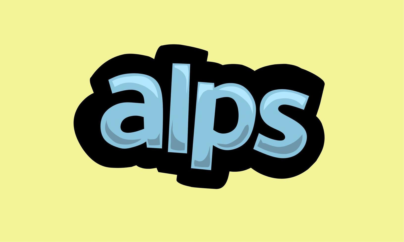 Alpen schrijven vector ontwerp Aan een geel achtergrond